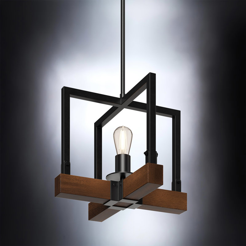 Broadway 1 - Light Square/Rectangle Pendant, Matte Black/Rich Walnut