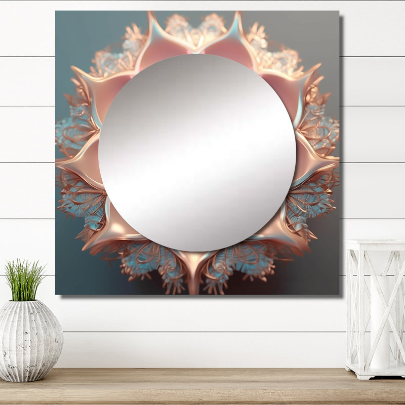 Exquis rose doré Mandala II - miroir carré Boho Mandala pour décoration murale, 23 po x 23 po
