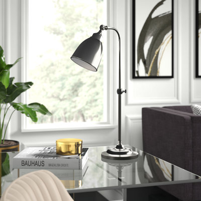 Pharmacy Table Lamp Brushed Steel 19.5" H Adjustable Height