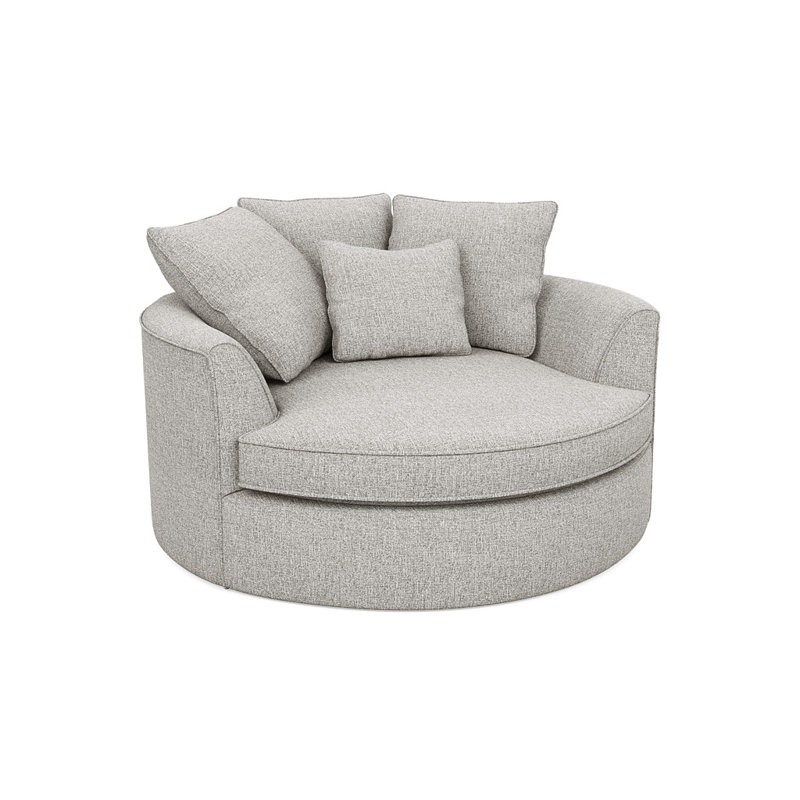Fauteuil demi-tonneau en polyester de 61 po Ashonte Anjuan, Poussière de lune Giovanna