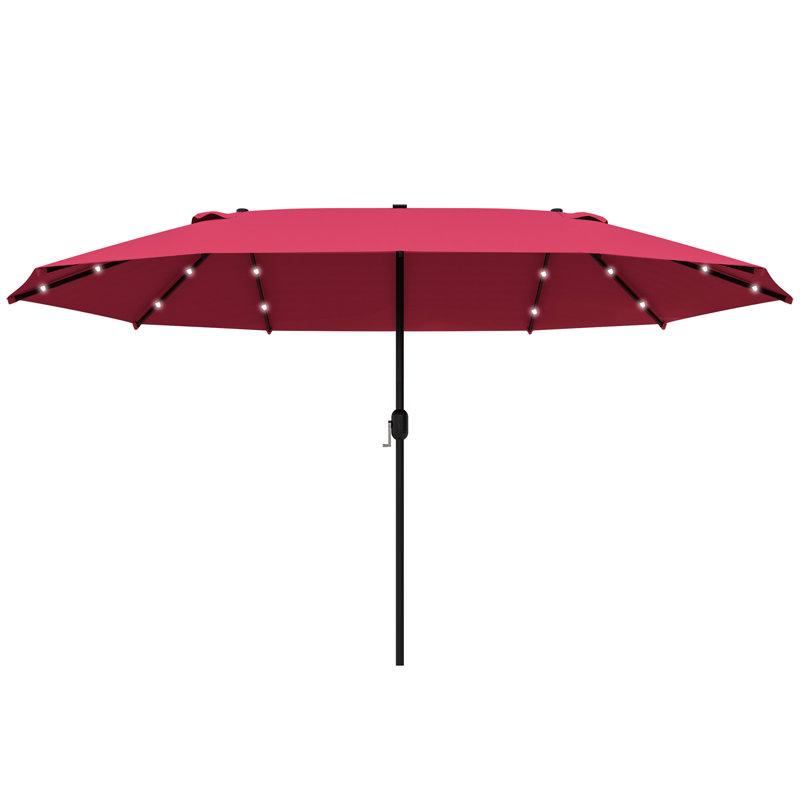 Briyonna 440cm X 256cm Rectangular Lighted Market Parasol, Red