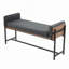 Banc de 18 po avec bois en métal noir et similicuir-1798072274