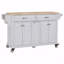 Îlot de cuisine avec comptoir en bois d'hévéa, chariot de cuisine sur 5 roulettes avec armoire de rangement, 2 tiroirs supérieurs et un tiroir de rangement central à double couche-1080974626