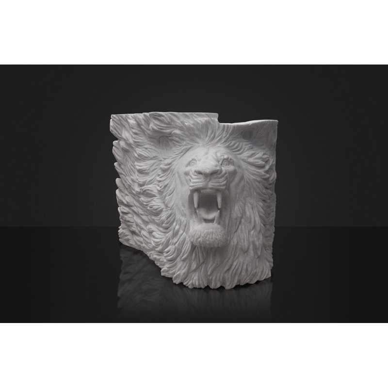 White Marble Lion Bust