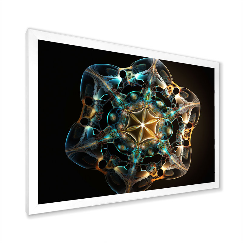 «Hidden Message Water Molecule - Fractals», art mural dans le salon, H 34 po x l 44 po x P 1,5 po, Cadre simple blanc
