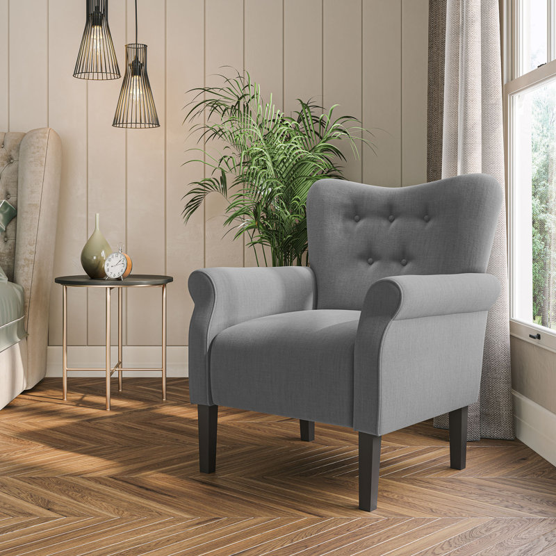 Fauteuil d'appoint rembourré 30,3 po Modern, Lin gris