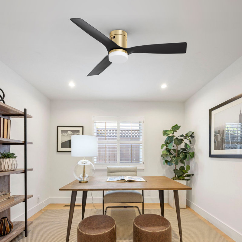 Ventilateur de plafond encastré Striver Smart avec télécommande et ensemble d'éclairage inclus, 52 po de largeur, Doré