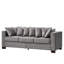 Velours moderne gris à 3 places avec clous carrés et argentés, repose-pieds en bois massif, coussin à haute élasticité, housse amovible, rangement inférieur gris, accoudoirs, siège à ressorts ensachés, housse en dessous-1864677827