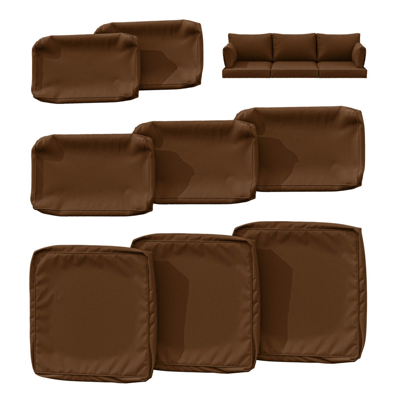 Ensemble de housses de coussin d'extérieur 8 pièces Cartert pour coussins d'extérieur et meubles de patio , Brun