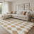 Modern Green/White Checkered Machine-Washable Shag Area Rug-376080385-376080390