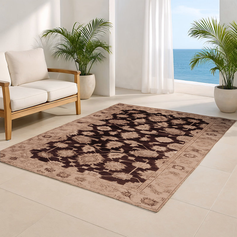 Tapis intérieur et extérieur brun Overdyed, Rectangulaire 2 pi x 3 pi