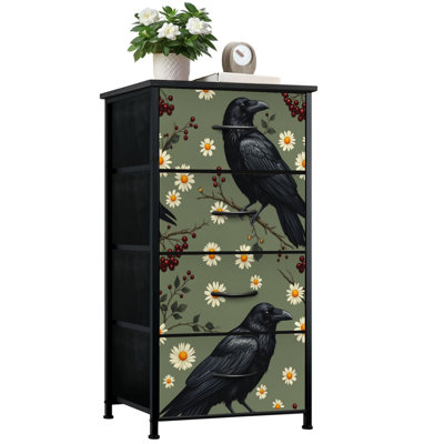 Commode pour la chambre à coucher avec 4 tiroirs de rangement Commode de commode sombre foncé Moody Gothic Corbeau noir Witchy