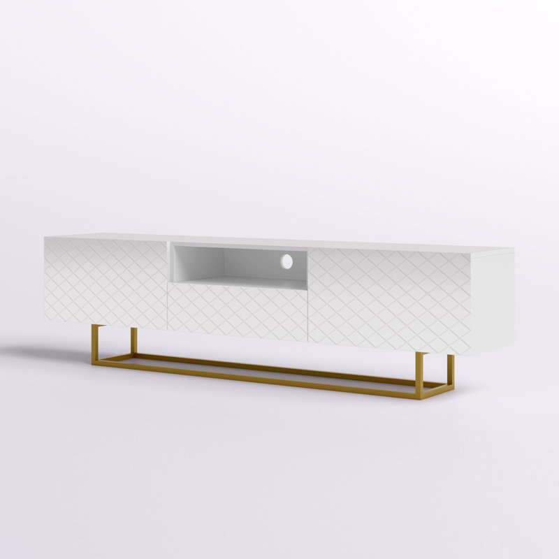 Meuble télé blanc Lattice, Blanc