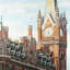 St-pancras Station London - Hyperrealist, reproduction encadrée bleue