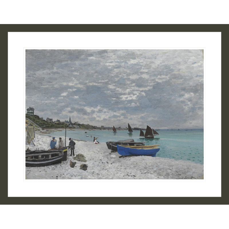 The Beach at Sainte-Adresse by Claude Monet -Framed Giclee Print, 23.27" H x 29.5" W