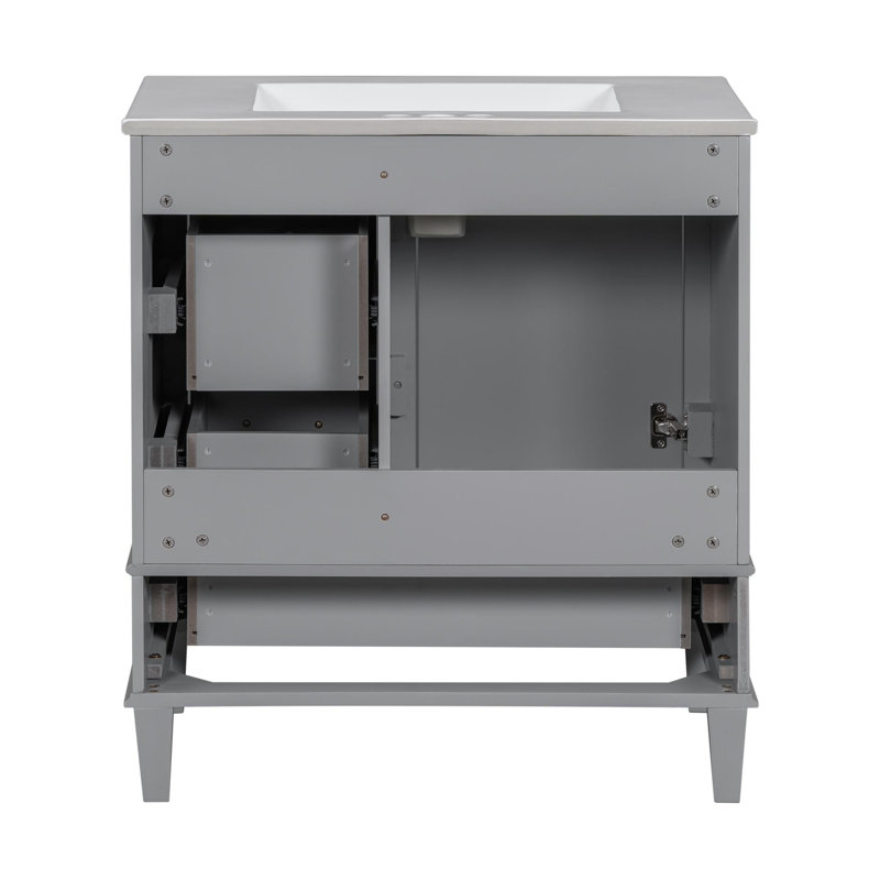 Meuble-lavabo autoportant 30 po, Argent, Gris