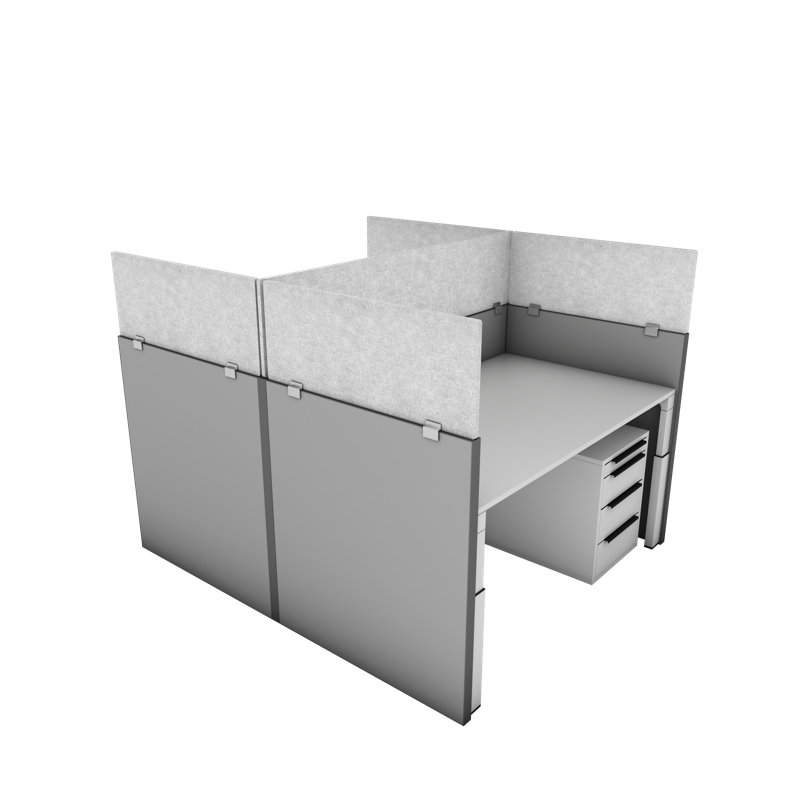 Cubicle Wall Panel Extender with Standard Brackets, 24" H x 60" L, Gray