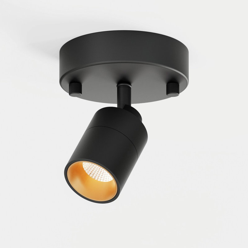 Shura Matte Black Spot Light With Rotatable Head, Integrated LED Bulb, Flush Mount Wall Sconce, 3500K, 455 Lumens, 3500K