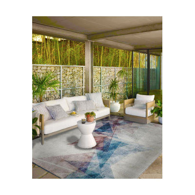 Soft Geometric Patterned Woven Base Washable Rug