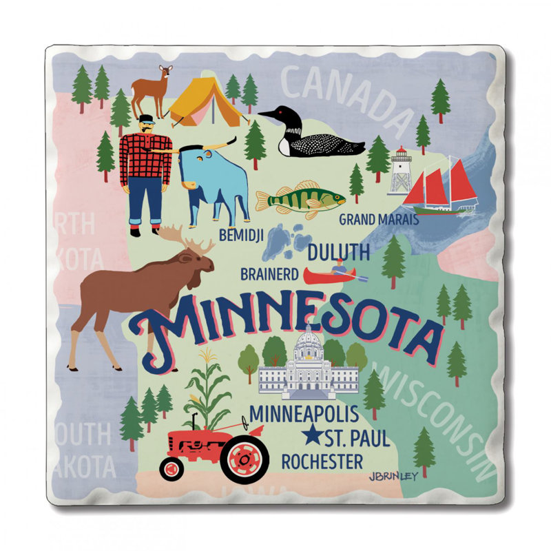 Thirstystone Minnesota 4 Piece Tumbled Tile Coaster Set