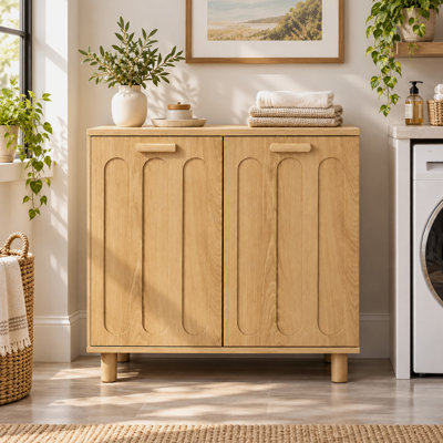 Tilt Out Laundry Hamper Cabinet with Removable Baskets and Solid Wood Legs