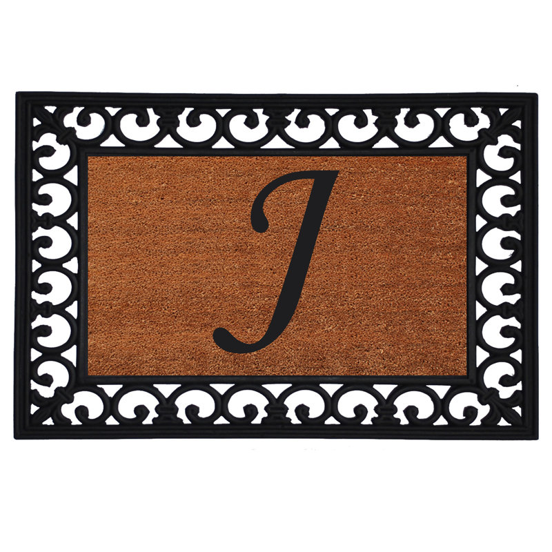 Tapis pour porte d'extérieur monogramme 25 po x 19 po Tanda, J