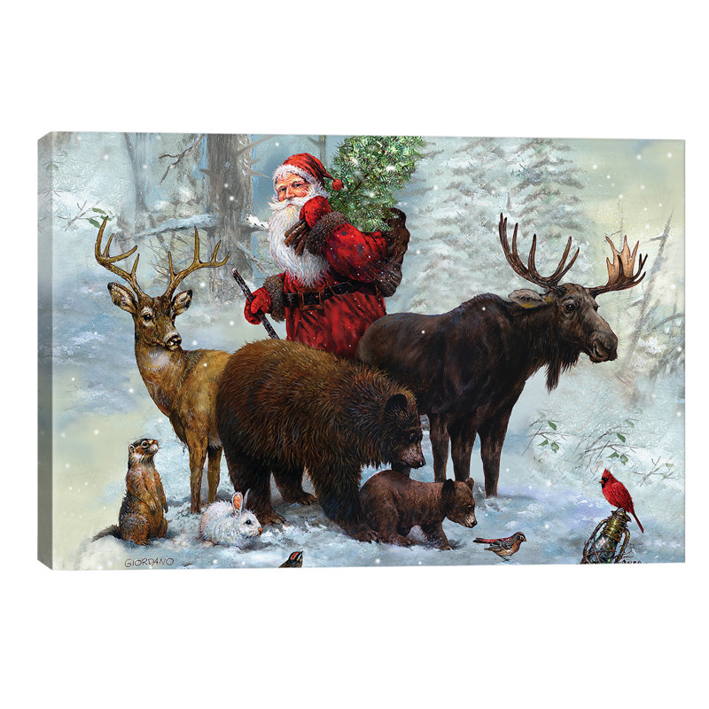 Santa's Best Friends - Wrapped Canvas Painting, 20.32cm H x 30.48cm W x 1.91cm D