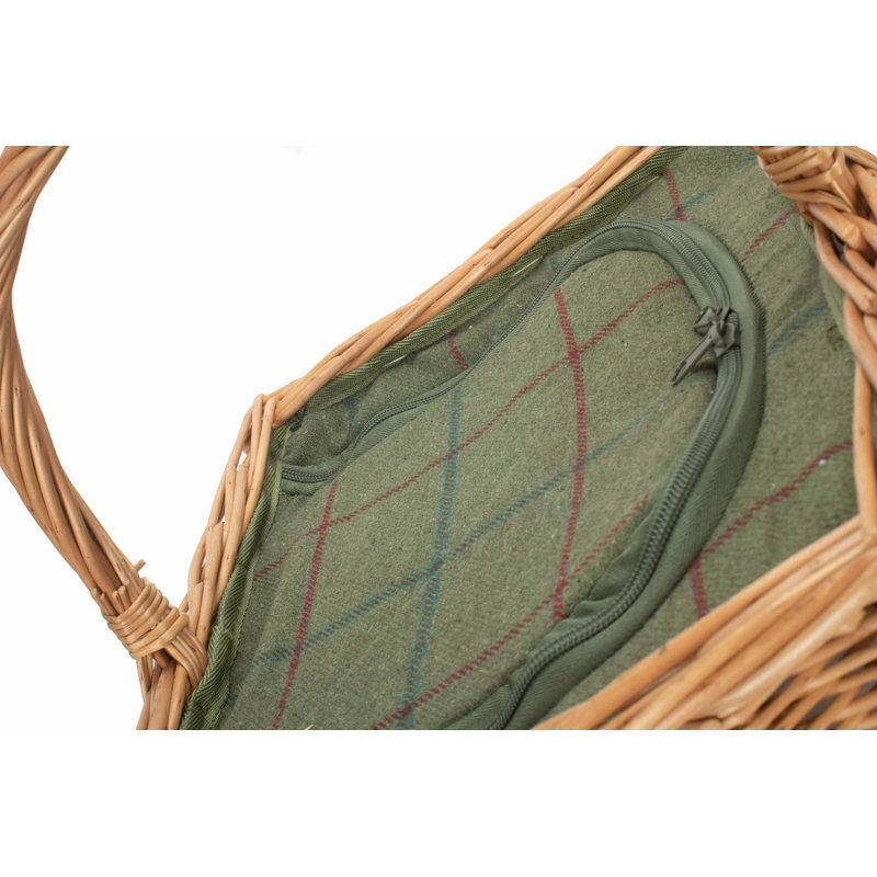 Wicker Butcher's Basket with Tweed Effect Cooler Bag