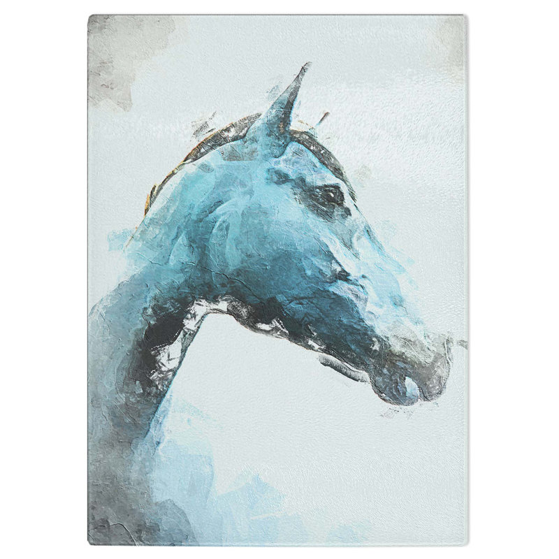 Tempered Glass Horse Chopping Board, 28.5 cm W x 39 cm L