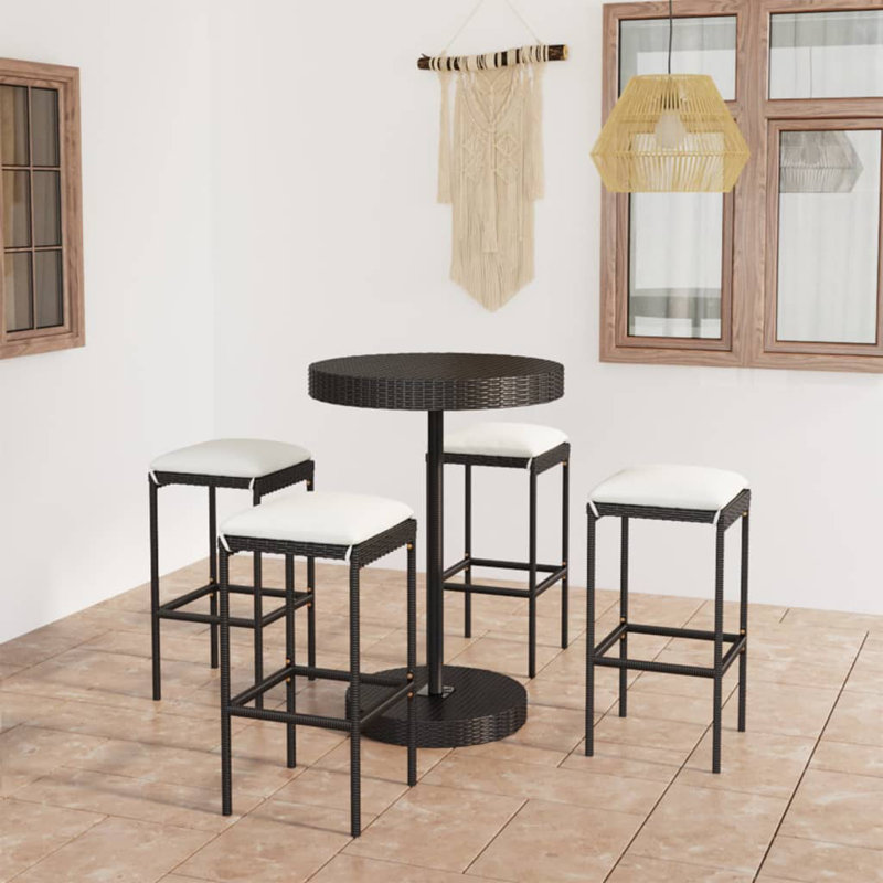 Ensemble 5 pièces avec coussins Ofrath, Structure noire / coussin blanc crème