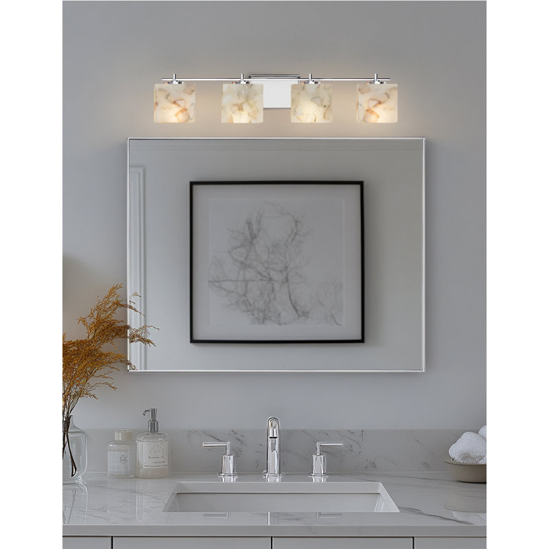 Éclairage pour meuble-lavabo 4 lumières Bouzoun, Chrome poli