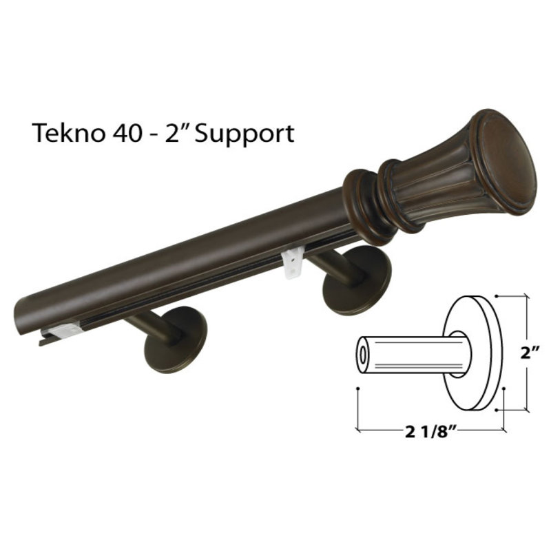 Tringle à rideaux simple 1,5 po Heberling, H 2,38 po x l 96 po x P 3,63 po, Marron