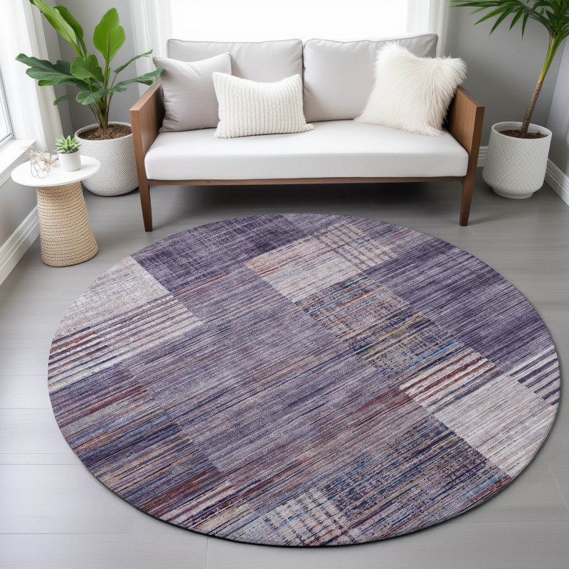 Tapis géométrique intérieur / extérieur lavable à la machine Jacinto ACN2149, Rond 8 pi