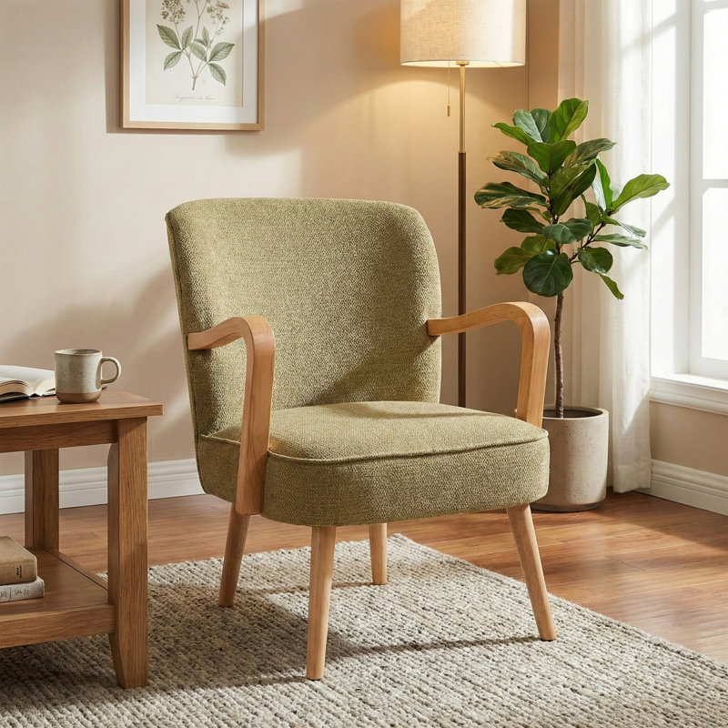 Modern Soft Touch Fabric Accent Chair, Forest Green