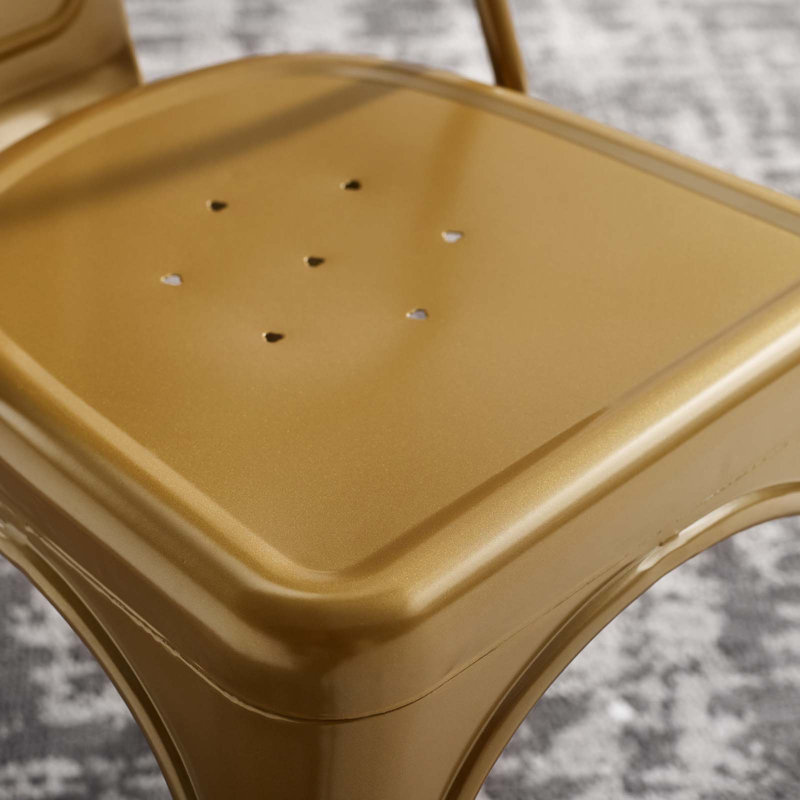Gold Metal Bistro Dining Side Chair Set of 2