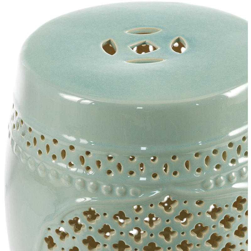 Ceramic Accent Stool, Teal