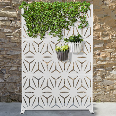 Metal Privacy Screen with Stand, Weather Resistant Outdoor Privacy Screen, Freestanding Outdoor Privacy Fence for Patio, Balcony or Deck – Star by FLIZE