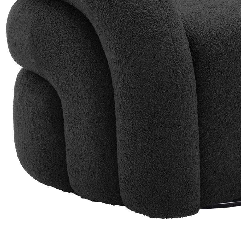 Fauteuil demi-tonneau pivotant rembourré Aunna, Mélange de polyester gris