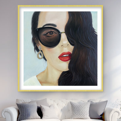 Lunettes de soleil à la mode - Imprimé romantique encadré mat