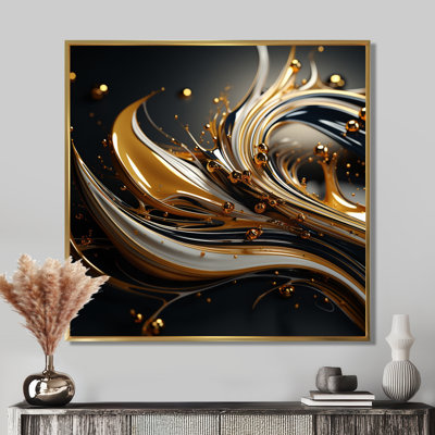 Futur salon art liquide or vif - art mural vagues