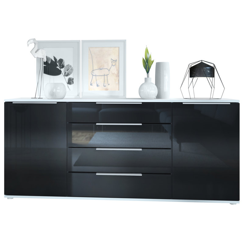 Adans 166.5cm Sideboard, High-gloss Black