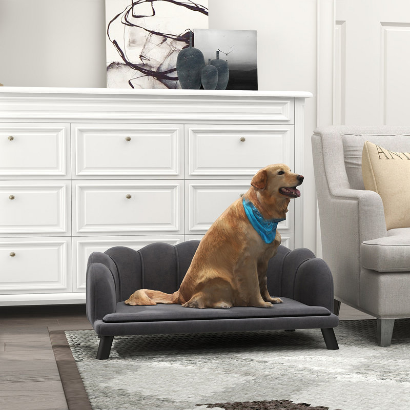 Grand canapé pour chien en velours avec rembourrage en mousse Pawhut
