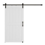 36 In. X 84 In Mdf White H-shaped Barn Door With Hardware (includes Round Tube Handrail And Swing Stop)