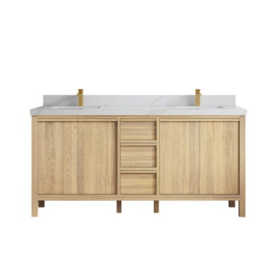 Chêne blanc Elizabeth X P 22 po D Meuble-lavabo double avec quartz