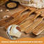 Ensemble de 5 pièces en bois de teck naturel pour cuisiner, remuer, mélanger et servir - Ustensiles de cuisine résistants aux égratignures pour batterie de cuisine antiadhésive, cuillères en bois résistantes à la chaleur et durables