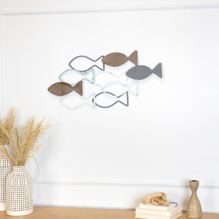 Left Facing Bass Wire Sculpture, Fish Wall Hanging 