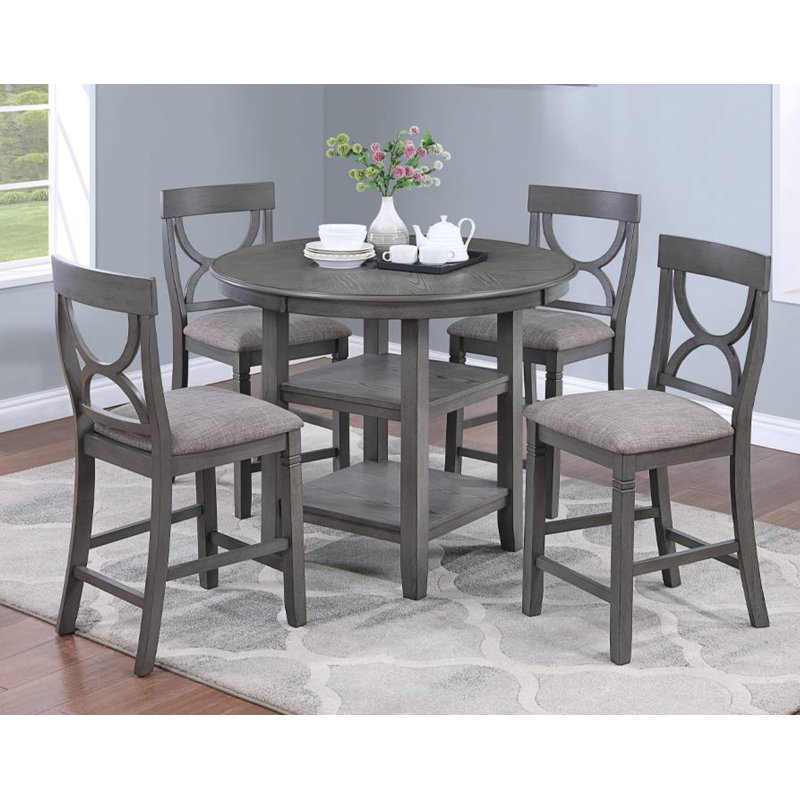 Tresvon 4 - Person Four Leg Dining Set, Gray, Gray