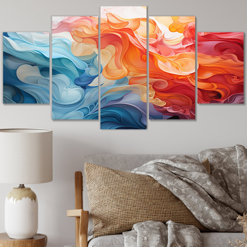 Opt Art Harmonic Balance III - Art mural moderne sur toile - 5 panneaux