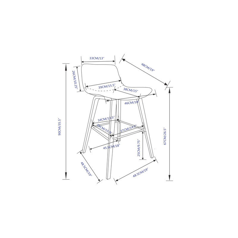 Addy - Tabouret de comptoir de 26 po - Brun vieilli
