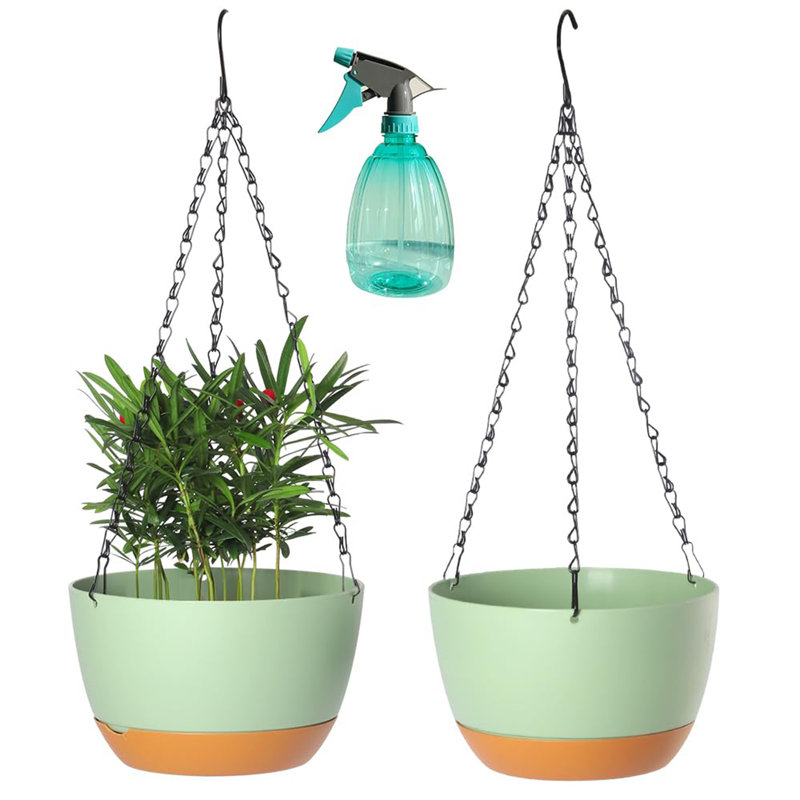 Paquet de 2 jardinières suspendues en plastique, Vert